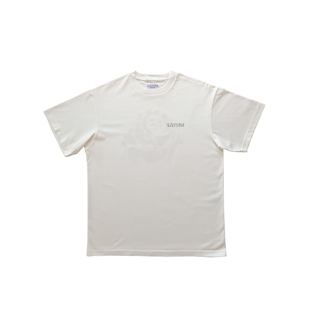 CREAM OVERSIZE T-SHIRT WITH BORDEAUX LOGO PRINTED